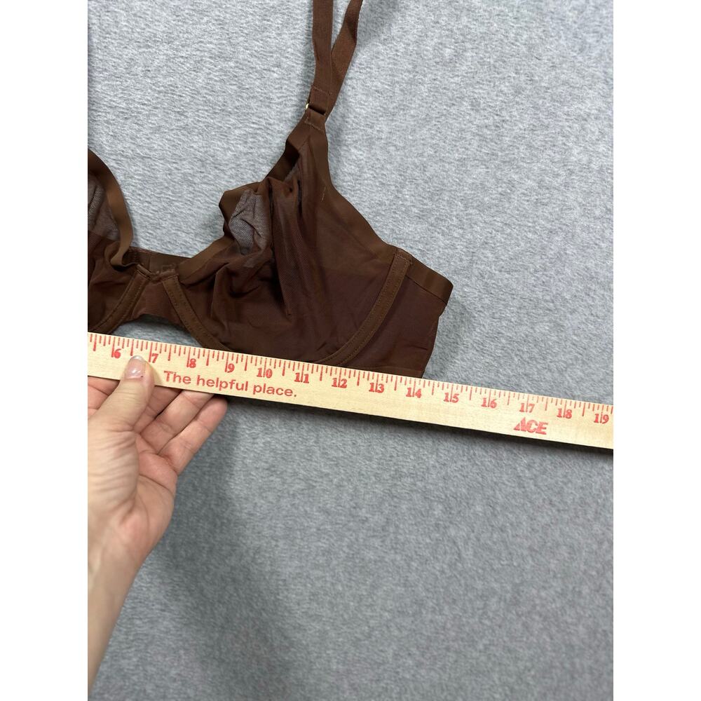 CUUP The Plunge Mesh Bra Women's Size 36C Brown Underwire Sheer Adjustable Strap - Picture 2 of 7